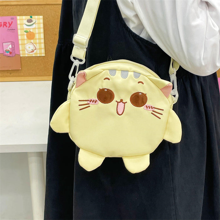 Wholesale Original Cute Versatile Cloth Bag with Small Cat Embroidery and Large Capacity Crossbody Bag
