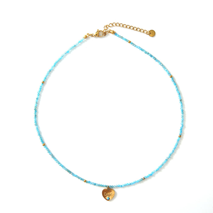 Wholesale New personalized multi-faceted natural stone necklace with stainless steel heart and diamond necklace color preservation