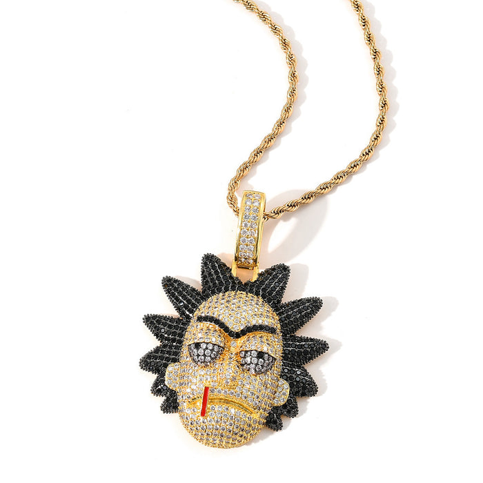 Wholesale cartoon Figure Micro-inlaid Hip-hop Necklace