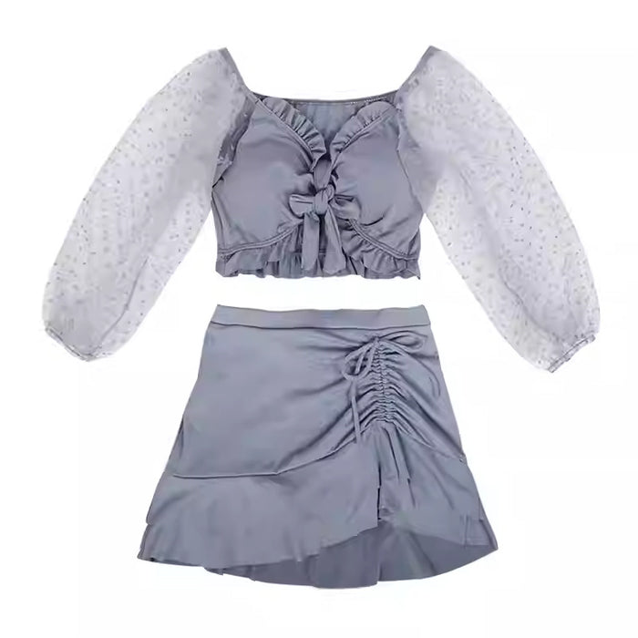 Wholesale Split swimsuit with conservative and luxurious long sleeves