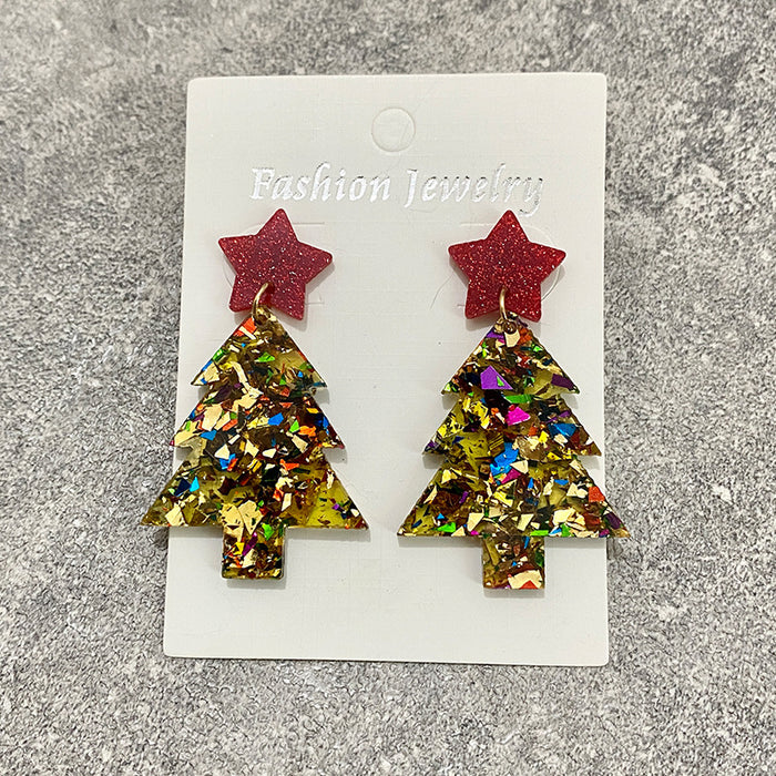 Wholesale Christmas tree earrings flash acrylic ing fashion earrings