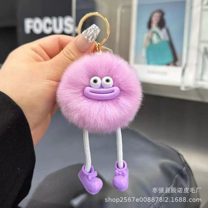 Wholesale Cute car keychain pendant plush ball bag ornament