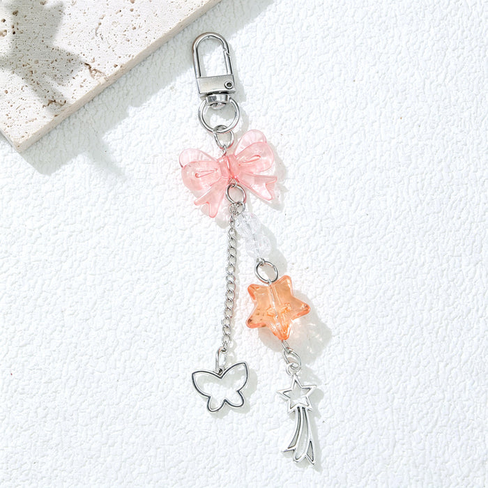 Wholesale Sweet Cool Style Acrylic Bow Star Pendant Keychain Fashion Accessory Gift for Women