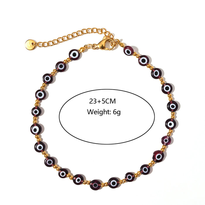 Wholesale Classic Hot Selling Devil's Eye Foot Chain Resin Flat Bead Stainless Steel Accessories Evil Eye Foot Accessories