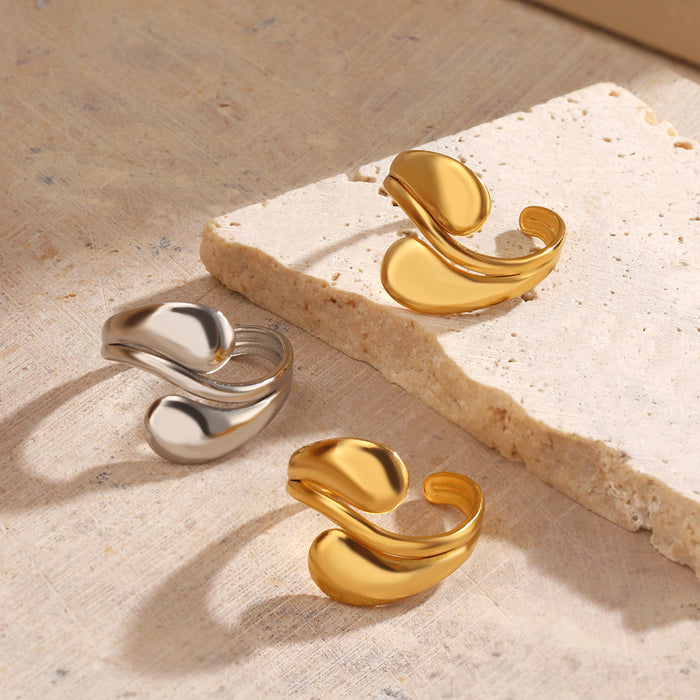 Wholesale Fashionable and trendy gold-plated minimalist Feng Shui drip ring, niche design, open-ended ring