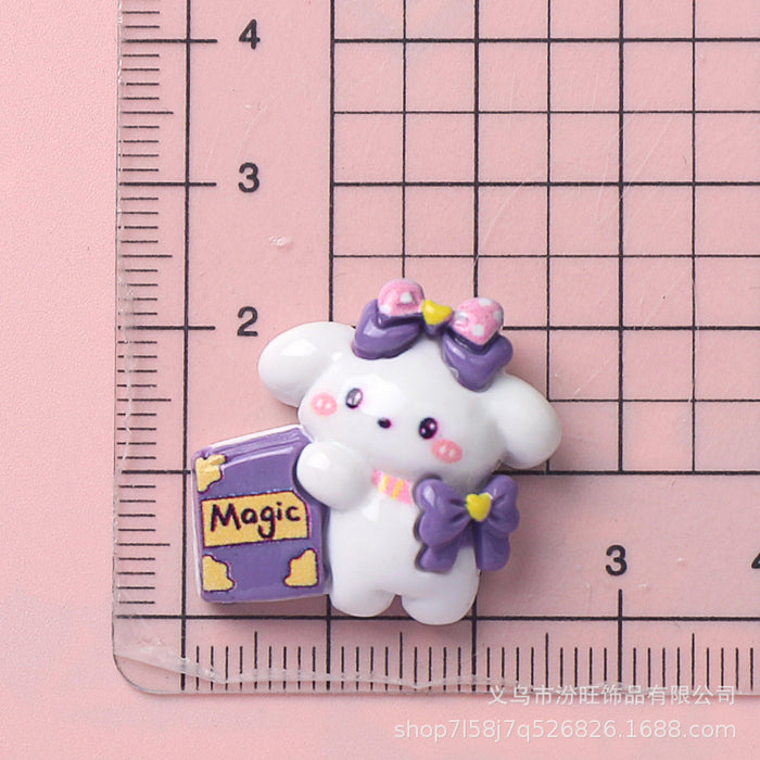 Wholesale Cartoon Glossy Magician Puppy Resin Accessories Jewelry Hairpin Mobile Phone Case Water Cup Head Jewelry