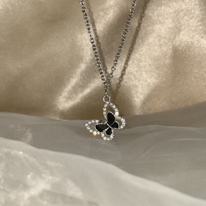 Wholesale Diamond Double Butterfly Alloy Necklace JDC-NE-TongS002