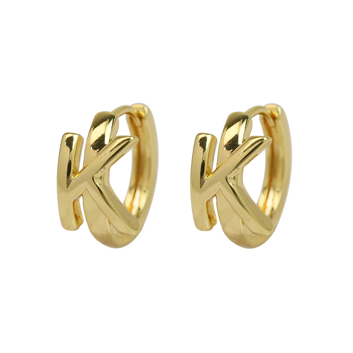 Wholesale  18k gold high-polished brass simple 26 English letters earrings