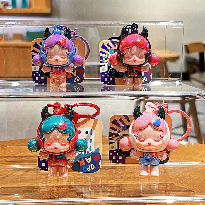 Wholesale Creative electroplated keychain cute cartoon doll couple bag pendant small gift
