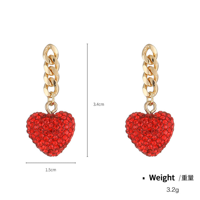 Wholesale Red Heart Diamond Earrings and Necklace Combination Set JDC-NE-KenJie014