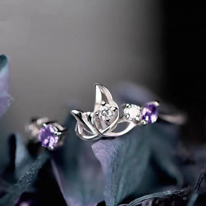 Wholesale Butterfly zircon open ring for women, light luxury, exquisite luxury, temperament, versatile index finger ring