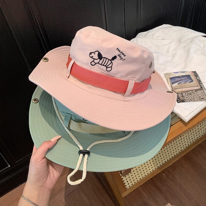 Wholesale Cute Sausage Dog Cartoon Pink Mountaineering Hat Outdoor Camping Hiking Sunshade Fisherman's Hat
