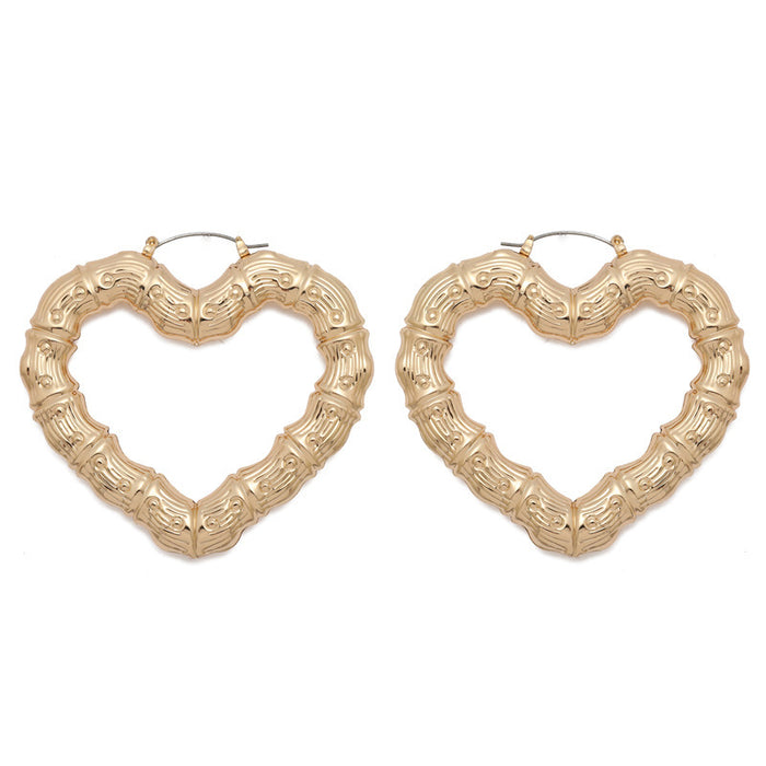 Wholesale Oversized patterned earrings with exaggerated golden circle earrings