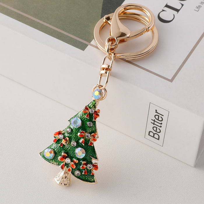 Wholesale keychain cute Christmas Tree metal pendant Christmas decorations