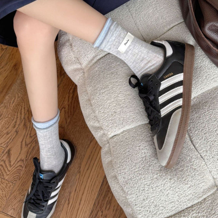 Wholesale Versatile vertical striped socks, thin, simple, versatile, rolled edge stacking socks