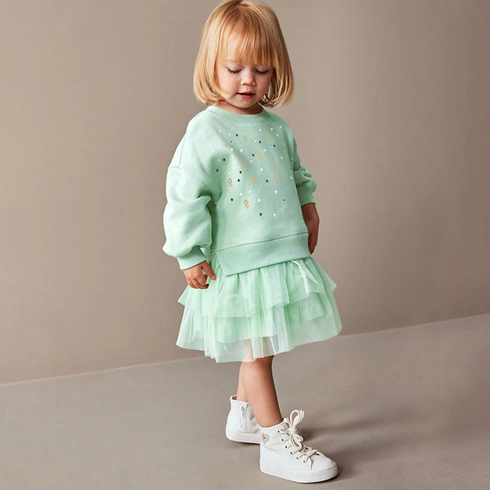 Wholesale Long Sleeve Mesh Plus Velvet Children's Dress JDC-CTS-BST018