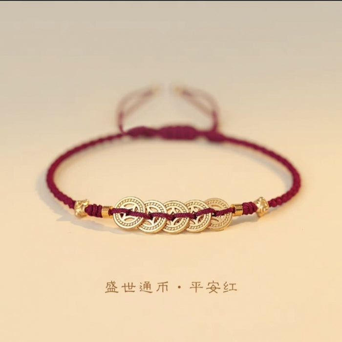 Wholesale Money hand rope, red rope woven bracelet, good luck bead bracelet