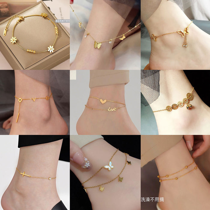 Wholesale Non-fading anklet,  trendy summer titanium steel anklet