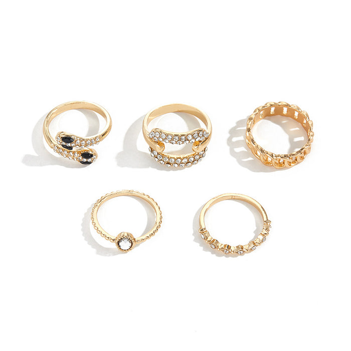 Wholesale Personalized jewelry ring set, niche and exaggerated snake shaped alloy ring, wholesale for women