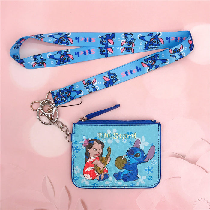 Wholesale PU Cartoon Printing with Key Chain Lanyard Card Holder Coin Purse JDC-WT-YaLL017