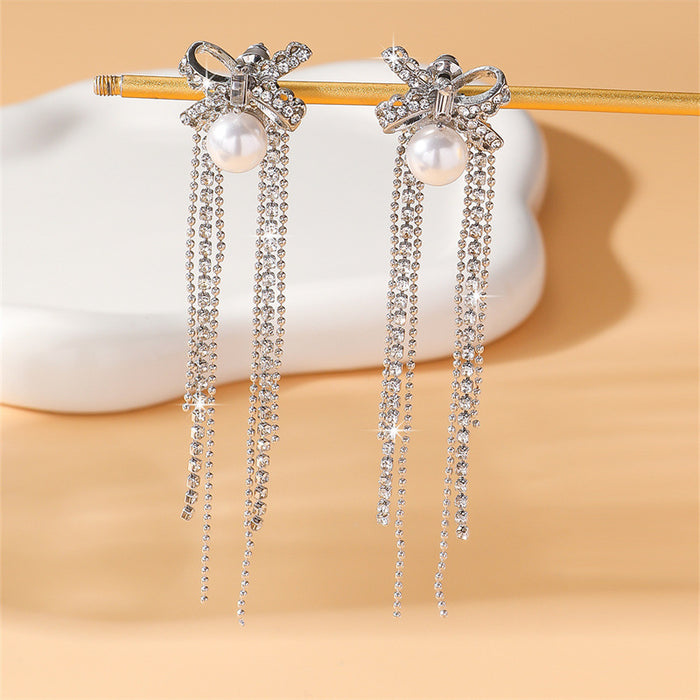 Wholesale Bow Rhinestone Dangle Earrings Trendy Jewelry Accessory MOQ≥2
