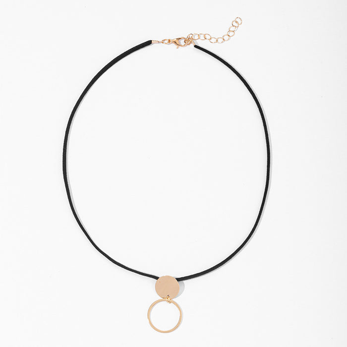 Wholesale Exaggerated circle pendant fashion alloy versatile necklace niche rope chain geometric necklace