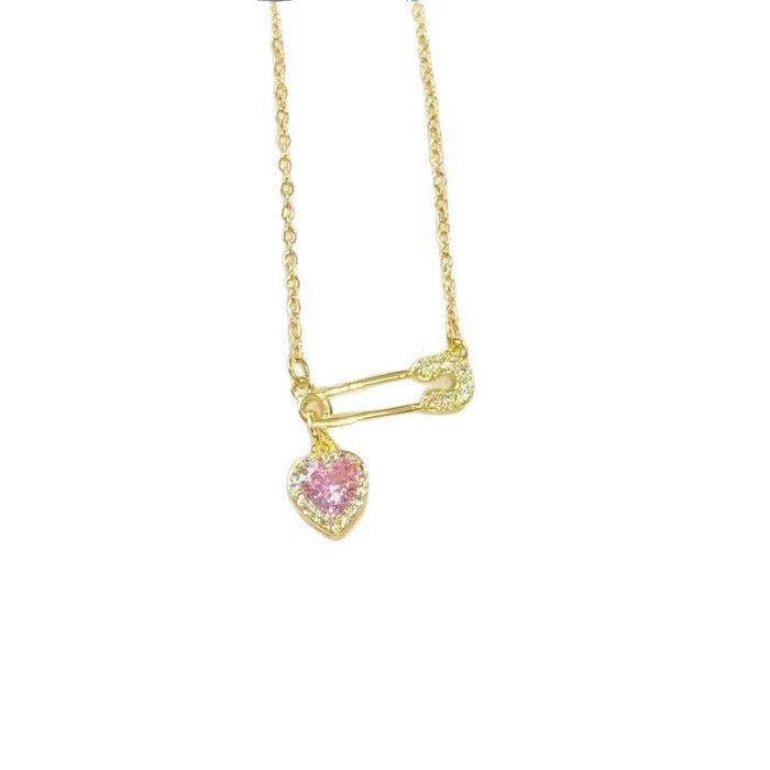 Wholesale Trendy Love Pin Necklace Titanium Steel Real Gold Plating Fashion Accessory