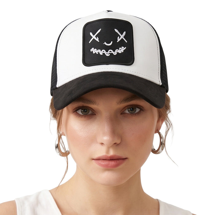 Wholesale Trendy Face Embroidered Mesh Baseball Cap Unisex Sun Hat