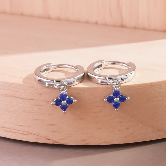 Wholesale Diamond inlaid clover earrings with geometric flowers, fashionable and versatile earrings wholesale