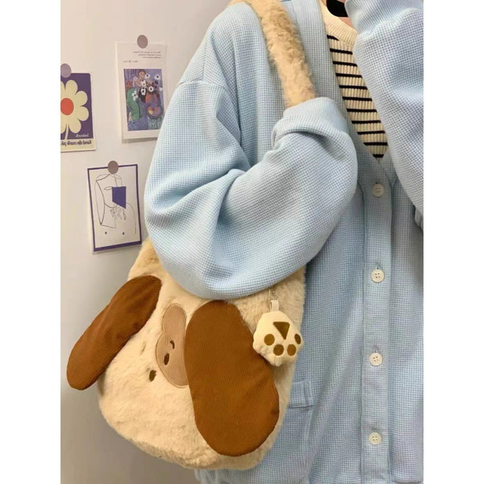 Wholesale Plush Cute Puppy Embroidery Handbag Shoulder Bag JDC-SD-DRS006