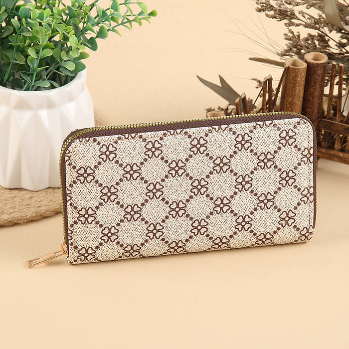 Wholesale PU Leather Long Wallet with Retro Print Design Large Capacity MOQ≥3