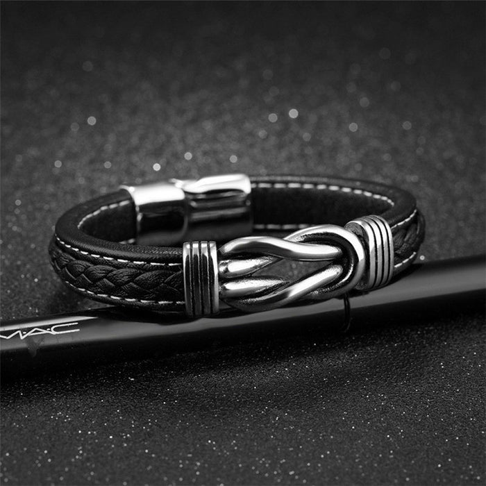 Wholesale Fashion Commuter Magnet Buckle Leather Bracelet Hot Sale Leather Rope Magnetic Twist Style Accessories Men's Bracelet JDC-BT-XH004