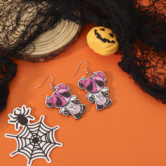 Wholesale  earrings creative personality funny wooden ghost cartoon earrings