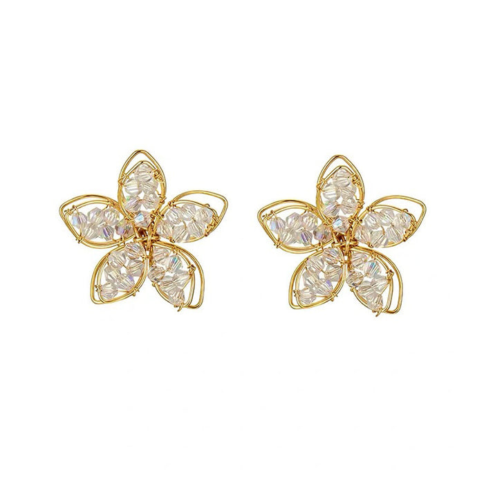 Wholesale Three dimensional flower earrings, silver needles, sparkling crystal earrings, earrings, pendants, earrings