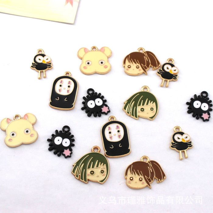 Wholesale 10pcs  Cartoon Faceless Men' s Small Coal Ball Accessories Accessories Earrings Earrings Necklace Pendant diy Oil Dropping Alloy