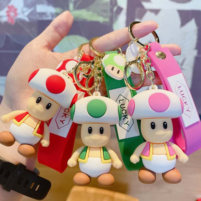 Creative Cartoon Game Mushroom PVC Soft Glue Keychains JDC-KC-JinB016