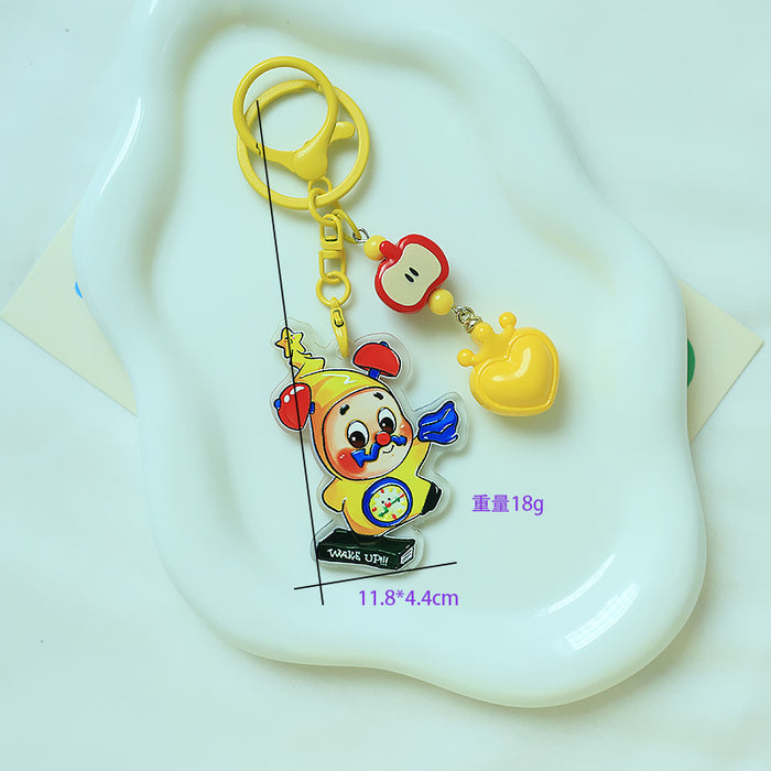 Wholesale Cute Red Apple Star Acrylic Relief Keychain Pendant Ins Cartoon Heart Backpack Hanging Jewelry