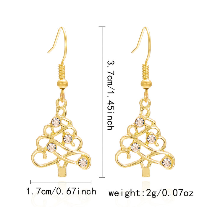 Wholesale Simple hollow diamond Christmas tree earrings for women,  versatile Christmas earrings with design
