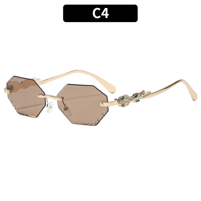 Wholesale Gold Rimless Octagonal Women' s Sunglasses - Fashion Accessory for Sun Protection and Daily Wear