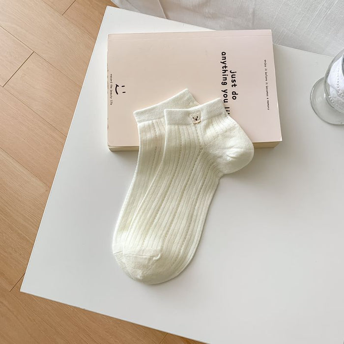 Wholesale Exquisite embroidery cute cartoon boat socks versatile breathable boneless short socks