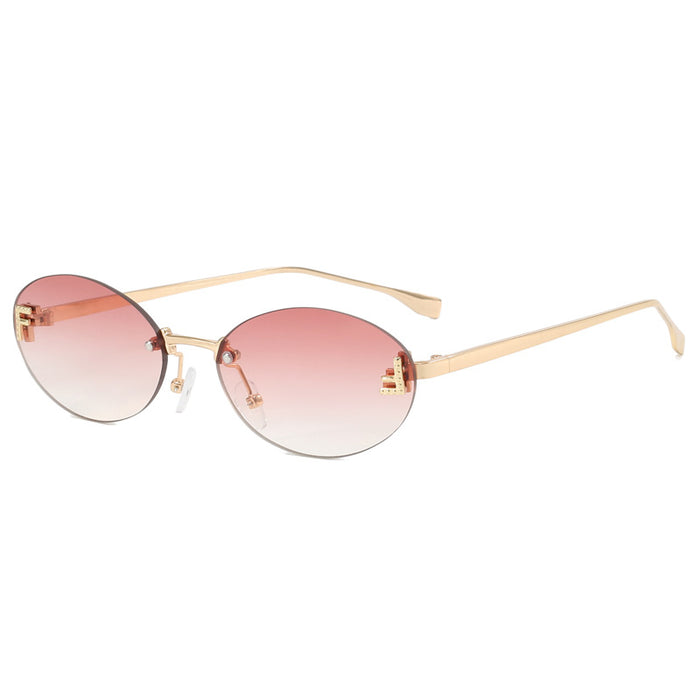 Wholesale Frameless sunglasses, round retro small frame sunglasses, fashionable metal