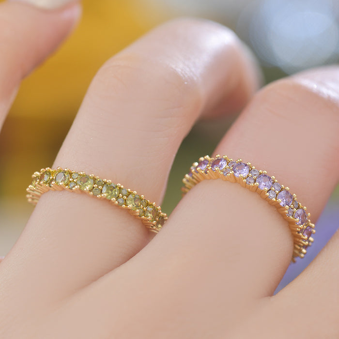Wholesale Light Luxury Original Design Zircon Purple Zircon Ring Set with Adjustable Opening