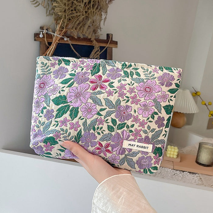 Wholesale Vintage relief makeup bag, large capacity canvas bag, inner liner bag