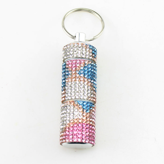 Wholesale Alloy Diamond Mini 2-section Pill Bottle Keychain JDC-KC-TouMS057