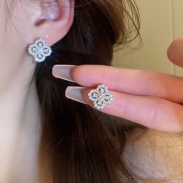 Wholesale Full diamond geometric ear clip earrings female ear jewelry