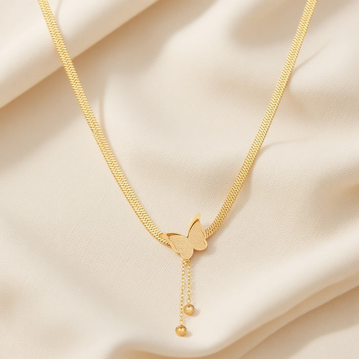 Wholesale 2pcs Simple and stylish  snake chain cross- hop jewelry chain set stainless steel chain necklace