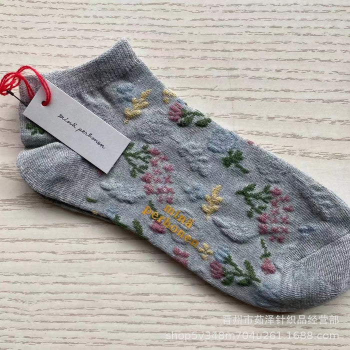 Wholesale Retro Art Flower Forest Series Low Top Boat Socks Short Socks