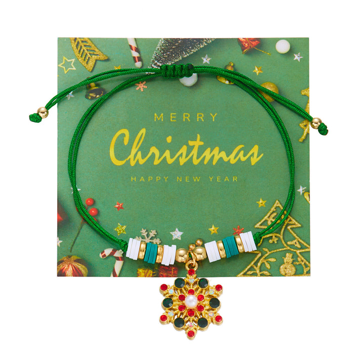 Wholesale Handmade Alloy Christmas Bracelet with Snowman and Christmas Tree Design Adjustable Jewelry Accessory
