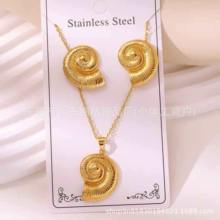 Wholesale 304 Stainless Steel Vacuum Plated Earrings and Necklace Set