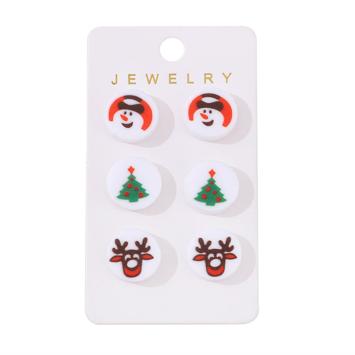 Wholesale Christmas Snowman Reindeer Acrylic Earring Set Fashion Accessory Gift